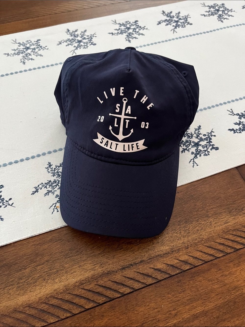 Salt Life Navy Cap with White Anchor Emblem